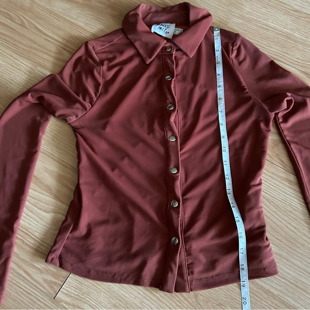 Princess Polly Blanca Brown Long Sleeve Top Size 2 - Picture 6 of 9